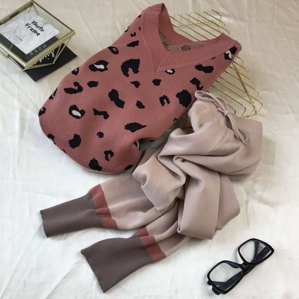 Damen trendiges Strickset mit grafischen Details Drune
