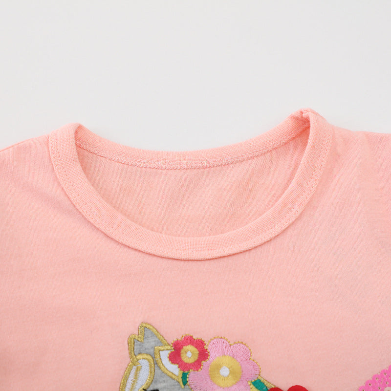 Mädchen T-Shirt mit verspieltem Einhorn-Design und Rüschendetails Drune