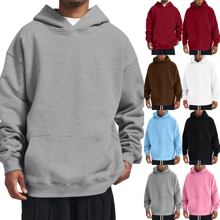 Unisex minimalistischer Oversize-Kapuzenpullover mit gedoppelter Kapuze, tiefer Schulter und breitem Rippbund Drune