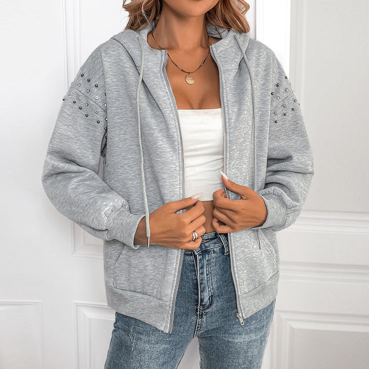 Damen Hoodie mit dekorativen Nieten und lässigem Schnitt Drune