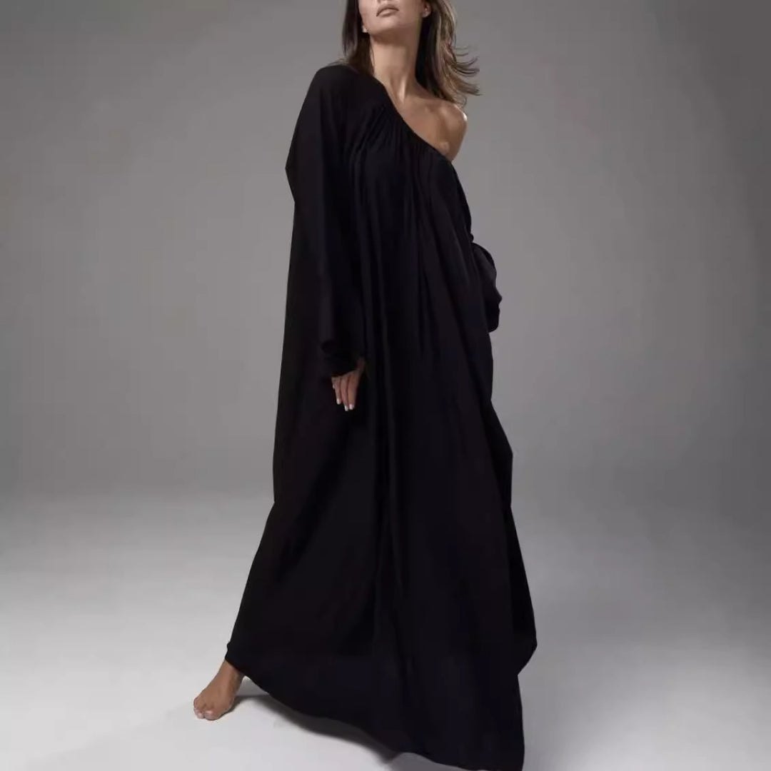 Damen Elegantes Maxi-Nachtkleid mit weiten Rüschensäumen und fließendem Schnitt Drune