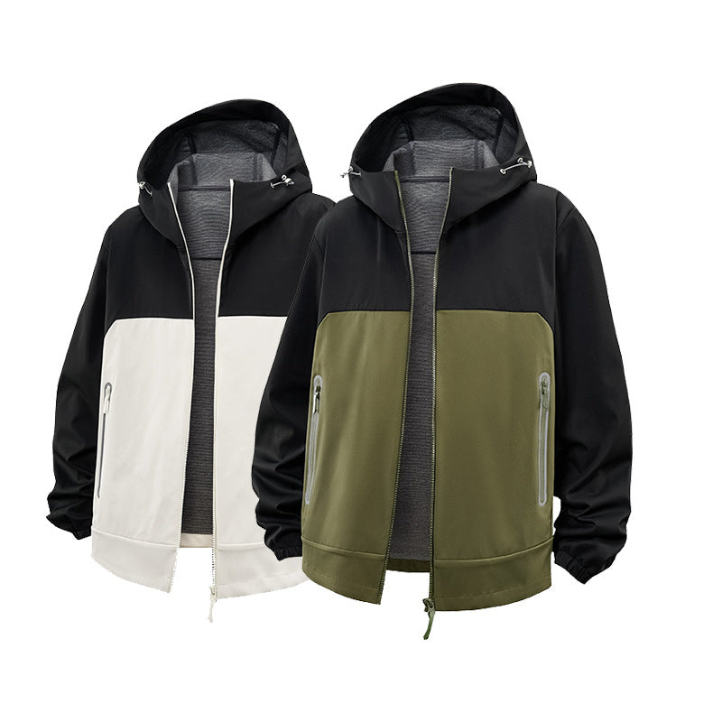 Herren Softshell-Outdoorjacke mit Kapuze, wasserabweisend und kontrastierenden Einsätzen Drune