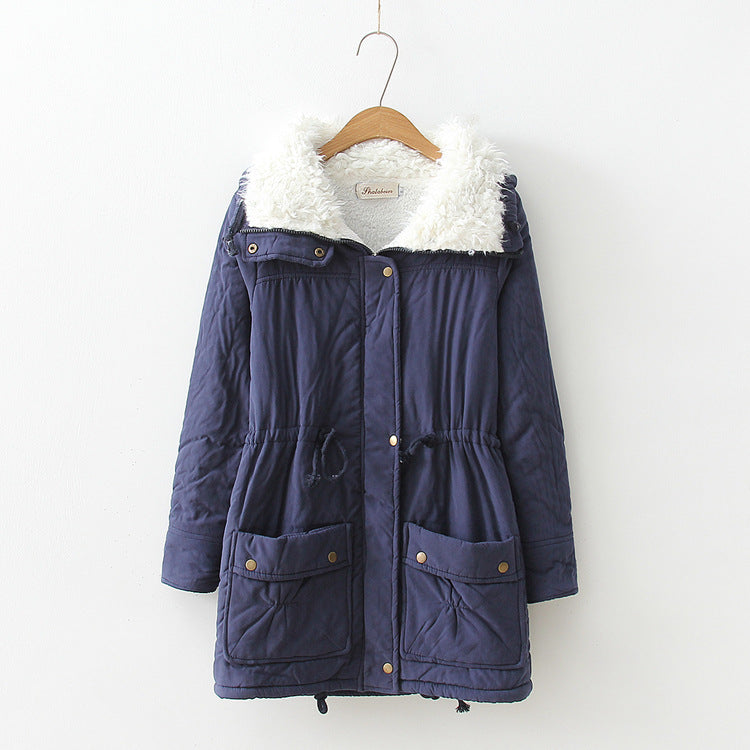 Damen nan winterlicher Parka mit kuscheligem Sherpa-Kragen, taillierendem Tunnelzug und aufgesetzten Klappentaschen Drune