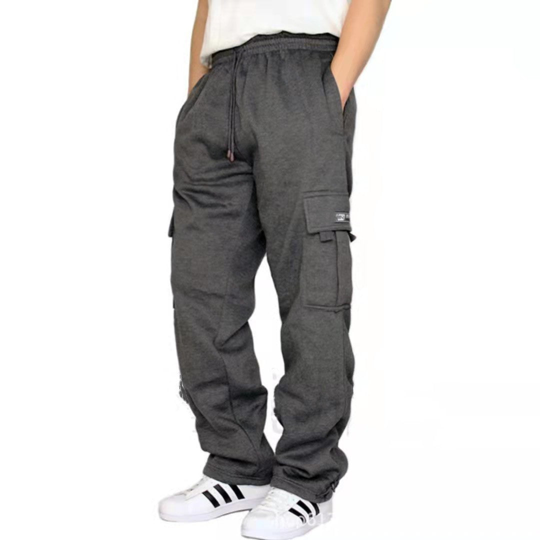 Herren lässige Cargo-Jogginghose mit Tunnelzugbund und aufgesetzten Cargotaschen Drune