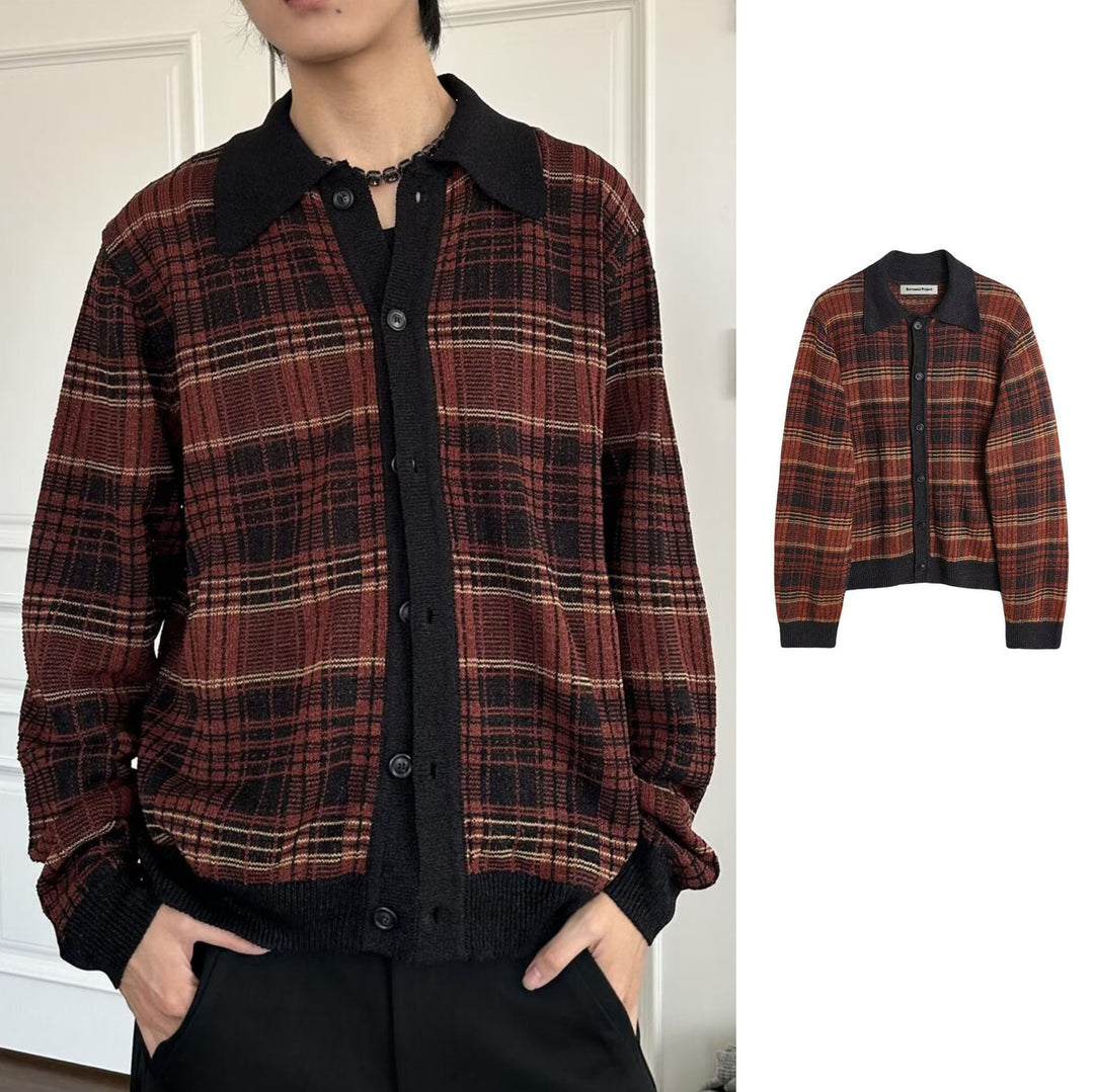 Damen Modische Strickjacke mit Karomuster Drune