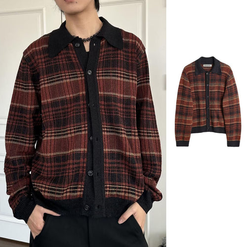 Damen Modische Strickjacke mit Karomuster Drune