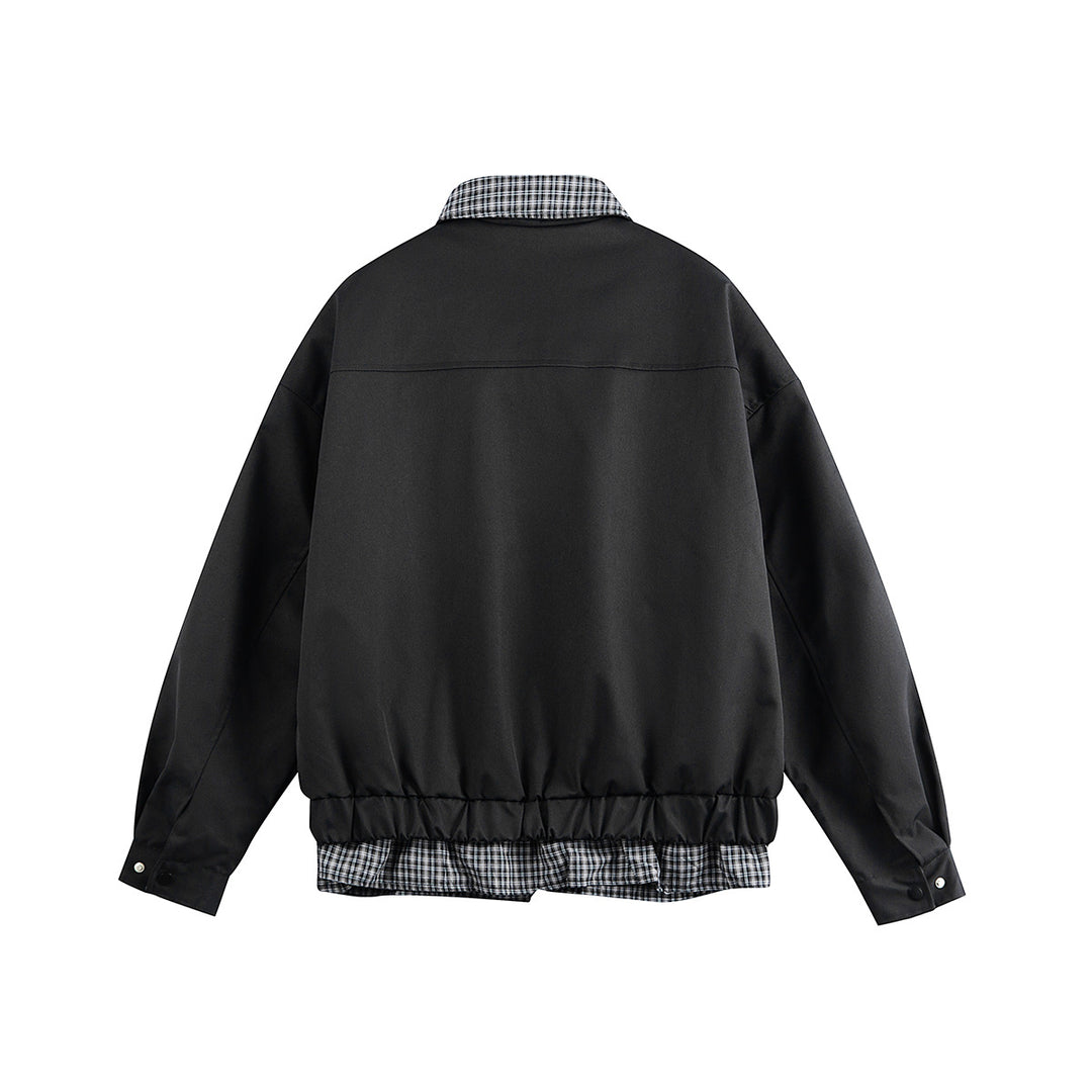 Herren Layered-Optik Blousonjacke mit Karokragen und verstellbarem Saum Drune