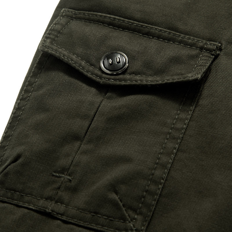 Herren nan leichte Canvas-Fieldjacke im Military-Stil mit Stehkragen, Schulterklappen und aufgesetzten Brust- und Ärmeltaschen Drune