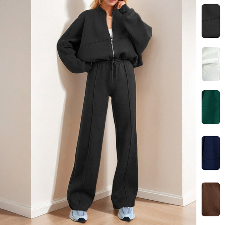Damen Sportliches Set mit Reißverschluss und weitem Bein Drune
