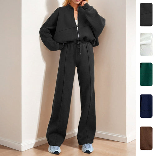 Damen Sportliches Set mit Reißverschluss und weitem Bein Drune