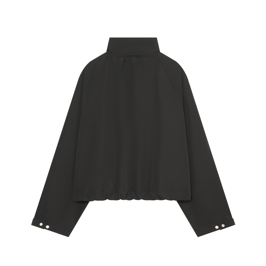 Damen Kurztaillierter Blouson mit hohem Funnelkragen und Tunnelzugtaillierung Drune