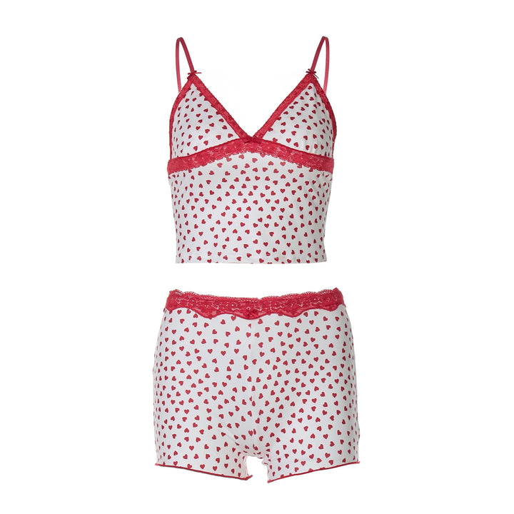 Damen Schlafanzug-Set mit zartem Herzmotiv Drune