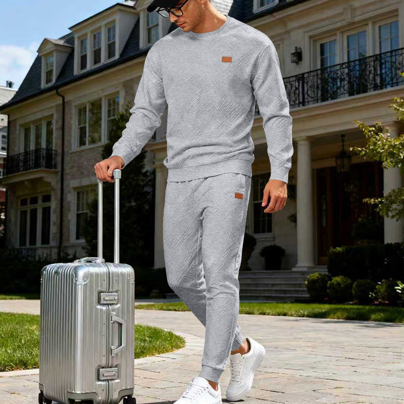 Herren Feinstrukturiertes Lounge-Set mit Rundhals-Pullover & schmaler Jogginghose Drune
