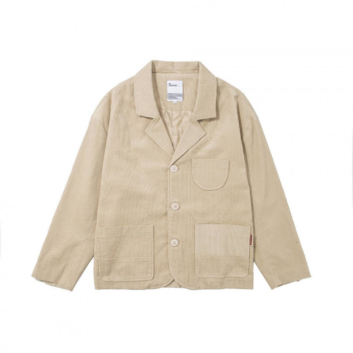 Herren Kastenförmiger Cord-Blouson mit Reverskragen, aufgesetzten Taschen und lockerer Silhouette Drune