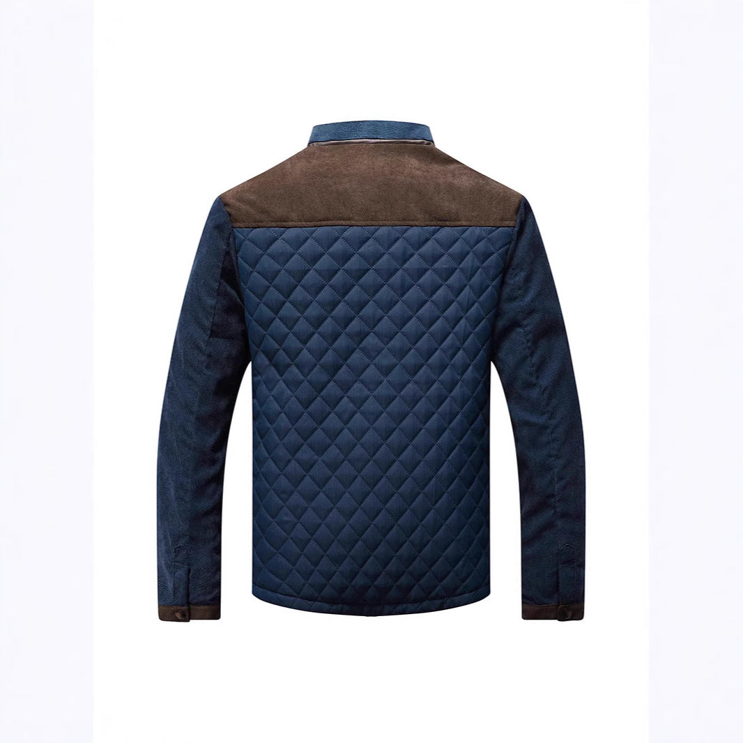 Herren Steppjacke mit Diamantsteppung, Kontrastbesatz und Stehkragen Drune