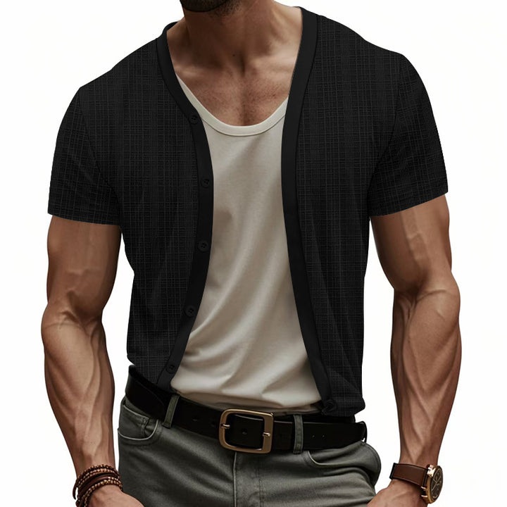 Herren kurzärmliges Cardigan Hemd Drune