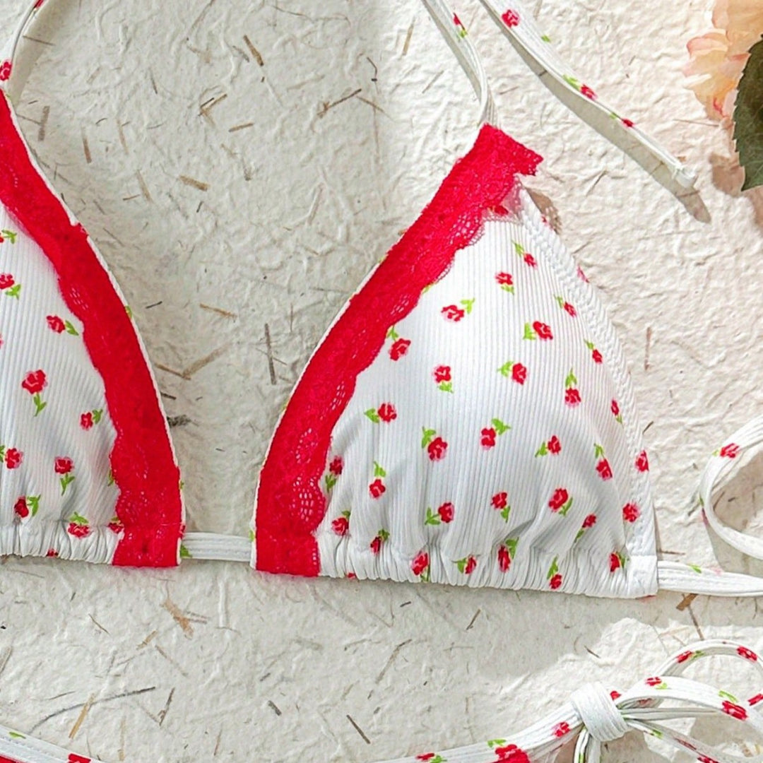 Damen Triangel-Bikini mit verspieltem Erdbeer-Muster Drune