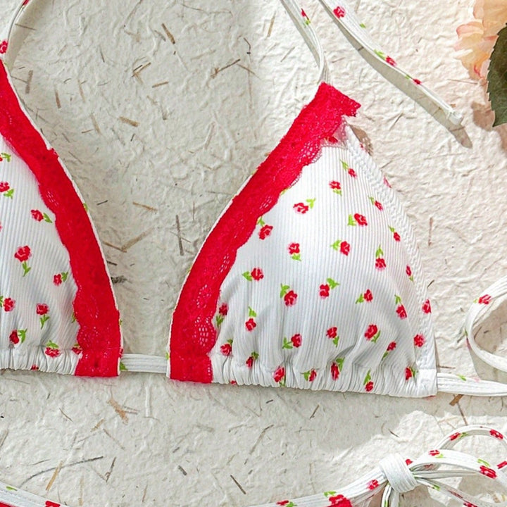 Damen Triangel-Bikini mit verspieltem Erdbeer-Muster Drune