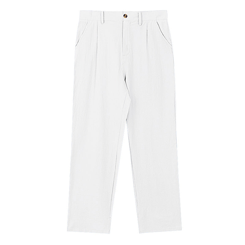 Herren nan elegante Bundfaltenhose aus leichtem Baumwollmix mit geradem Schnitt und Gürtelschlaufen Drune