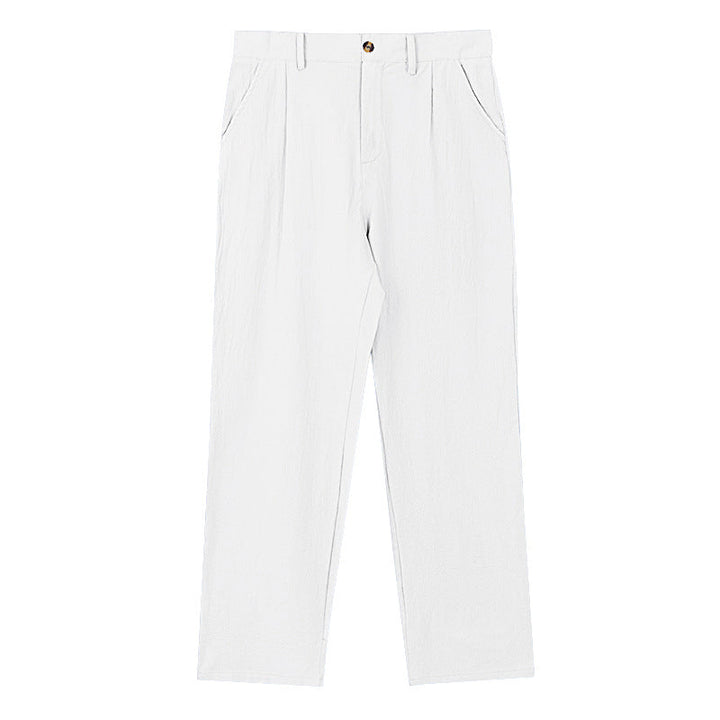 Herren nan elegante Bundfaltenhose aus leichtem Baumwollmix mit geradem Schnitt und Gürtelschlaufen Drune