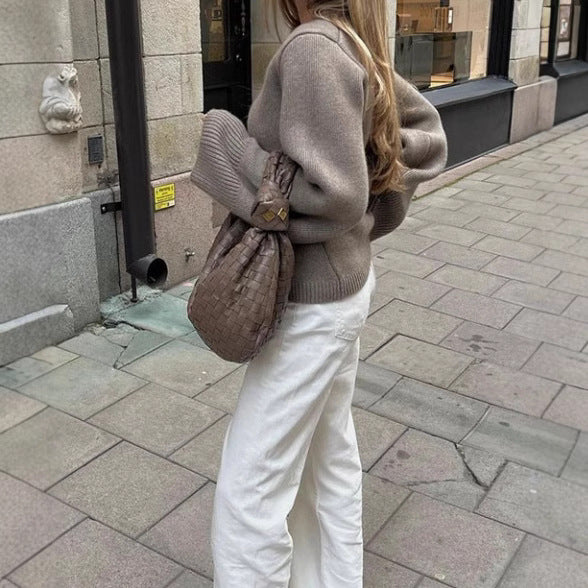 Damen Strickjacke mit tiefem V-Ausschnitt und praktischen Taschen Drune