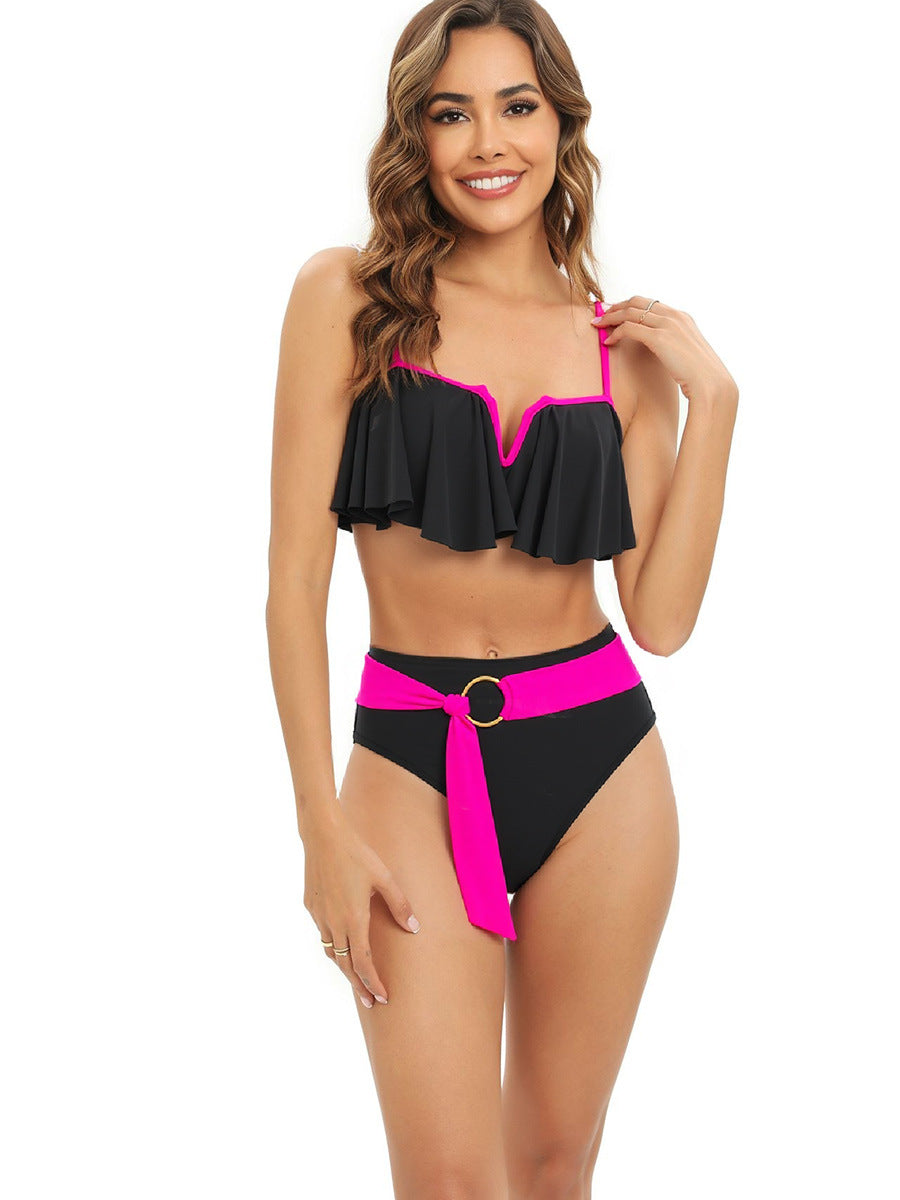 Damen Bikini-Set mit modischer Rüsche und elegantem Gürtel Drune
