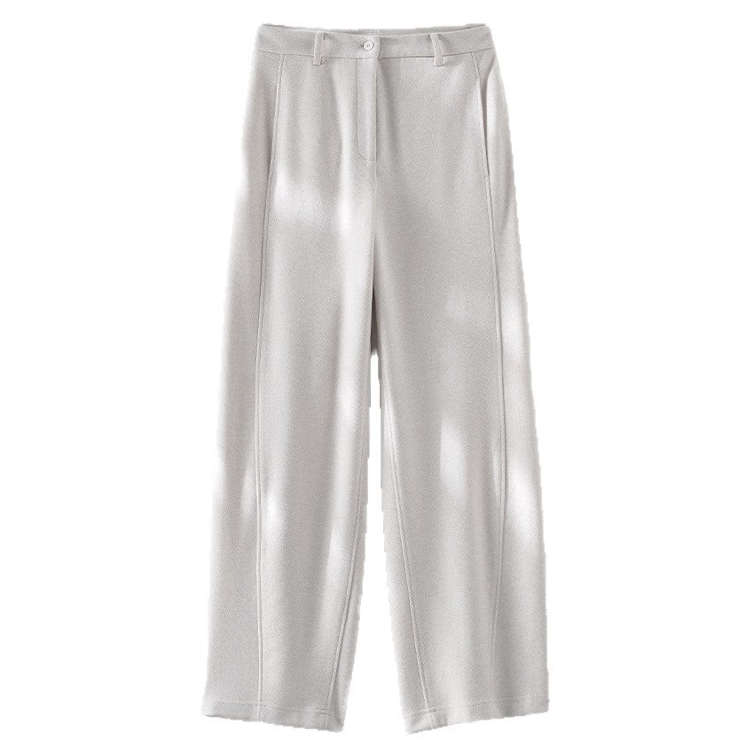 Damen Elegante High‑Waist Palazzo-Stoffhose mit Bügelfalte und dekorativer Mittelnaht Drune