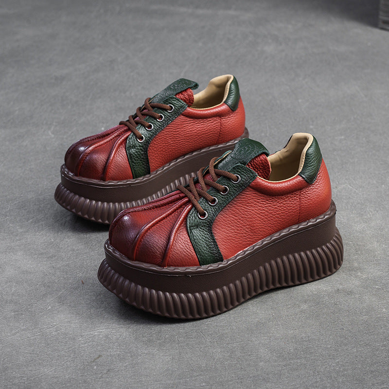 Damen Chunky Plateau-Sneaker aus hochwertigem Leder mit raffinierten Details Drune