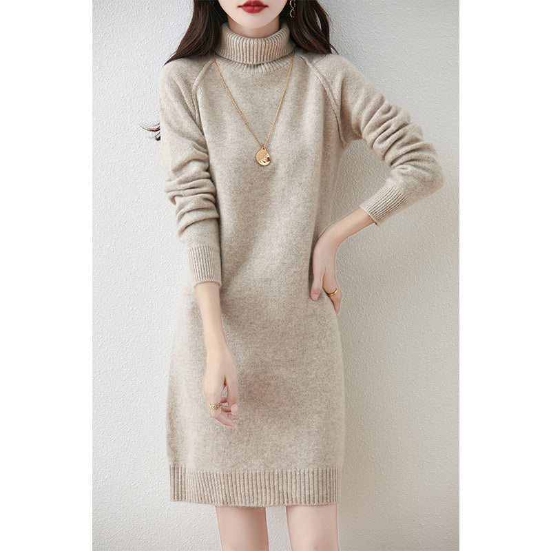 Damen Strickkleid mit hohem Kragen und weichem Material Drune