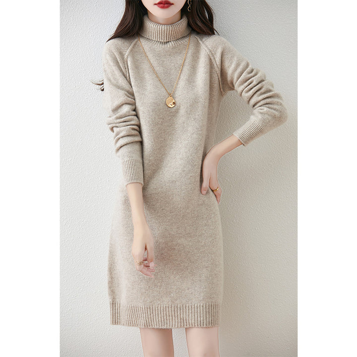 Damen Strickkleid mit hohem Kragen und weichem Material Drune