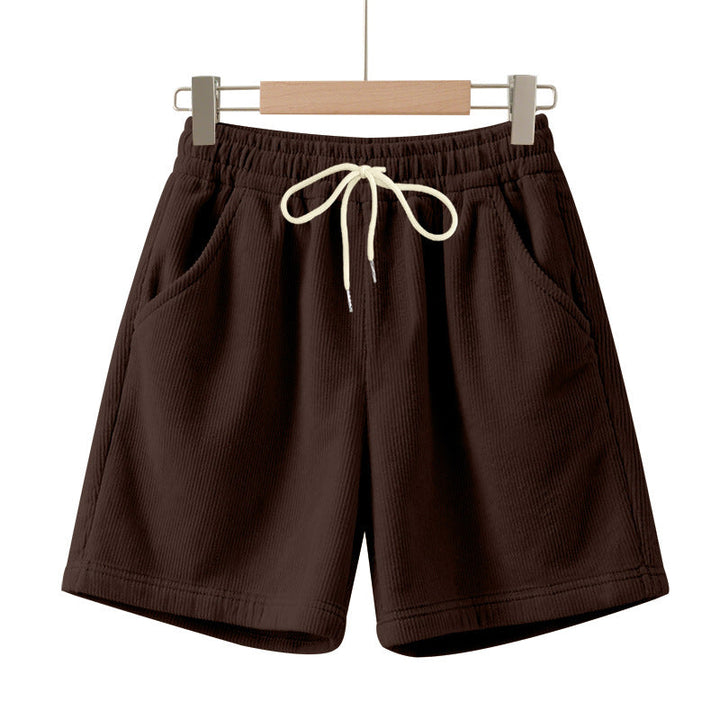 Herren nan gerippte Jersey-Shorts mit elastischem Bund, dekorativem Kordelzug und seitlichen Eingrifftaschen Drune