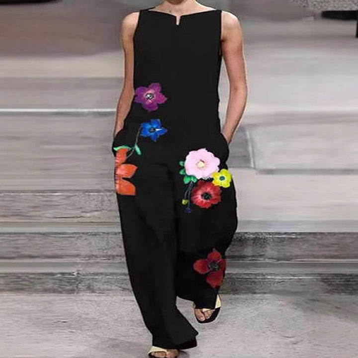 Damen Modischer Jumpsuit mit floralem Design und praktischen Taschen Drune