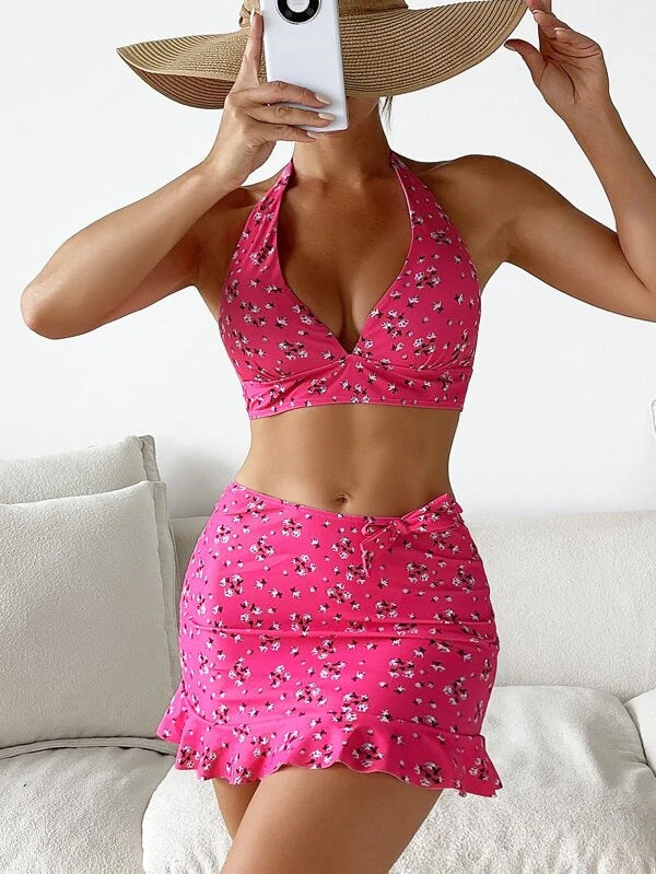 Damen Floral Wickel-Bikini-Set Drune