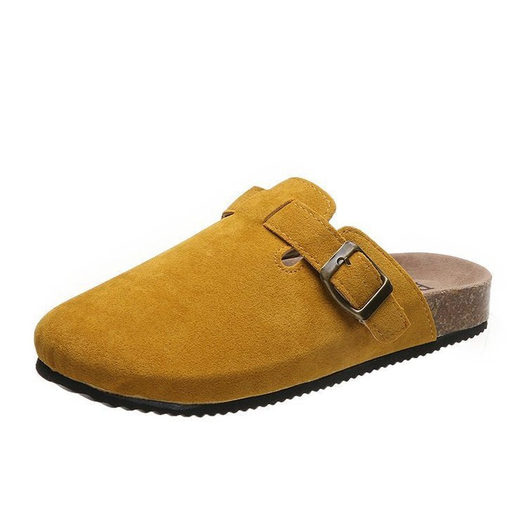 Damen Geschlossene Veloursleder-Mules mit verstellbarem Schnallenriemen und ergonomischer Komfortsohle Drune