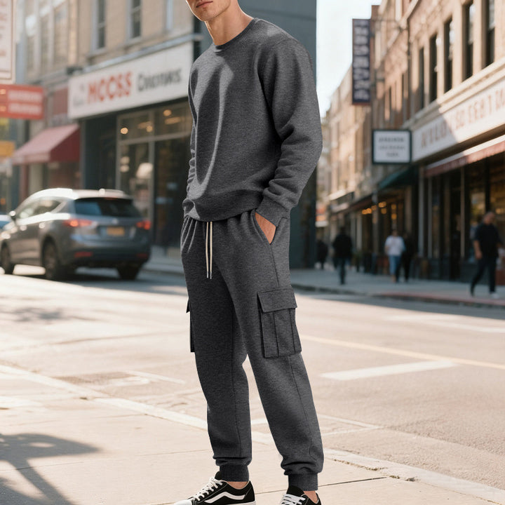 Herren Utility-Cargo-Jogger aus French Terry mit Mehrfachklappen & Tunnelzug Drune