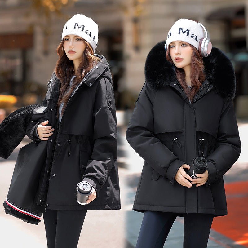 Damen Winterjacke mit abnehmbarem Kunstfellkragen Drune