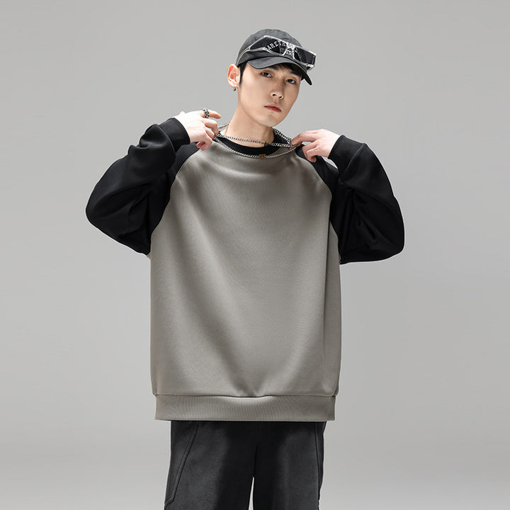 Herren Raglan‑Sweatshirt mit kontrastärmel, weichem Fleece‑Innenfutter und geripptem Saum Drune