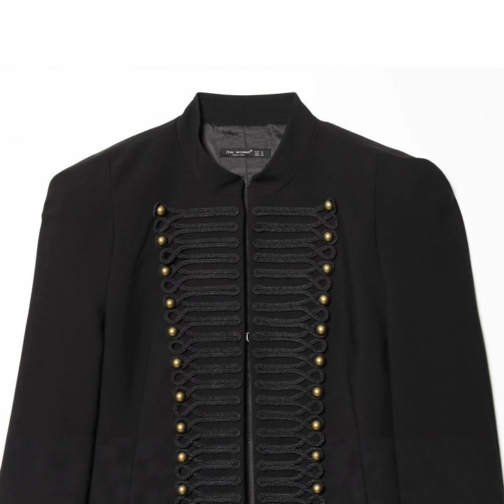 Damen Militärisch-inspirierte Cropped-Jacke mit Stehkragen und Zierkordeln Drune
