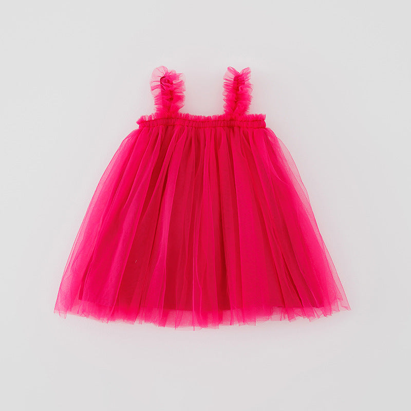 Mädchen Tüll Twirl Kleid mit Rüschen-Trägern Drune