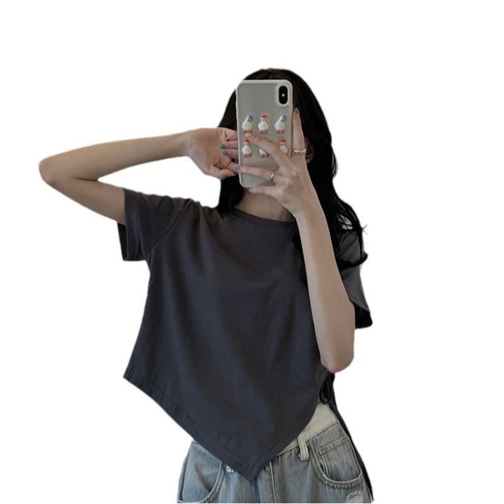 Damen Crop-Top mit asymmetrischem Saum und lockerem Schnitt