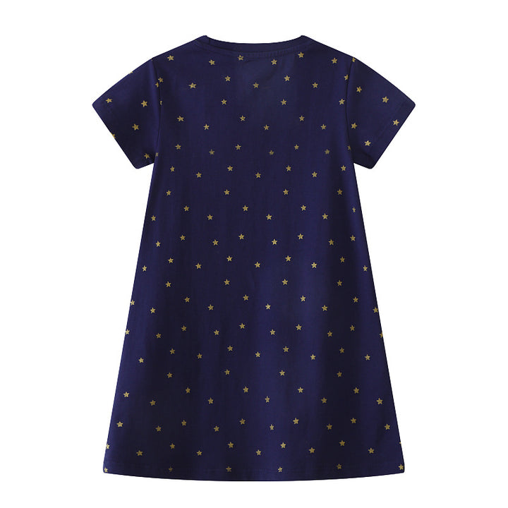 Mädchen Kurzarm Kleid mit bezauberndem Einhorn-Motiv Drune