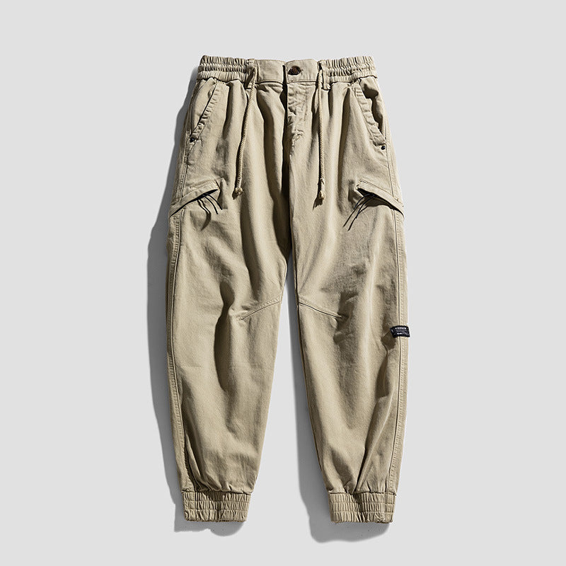 Herren Cargo-Jogginghose im Utility-Look mit elastischem Bund, Kniepaneelen und Klappentaschen Drune