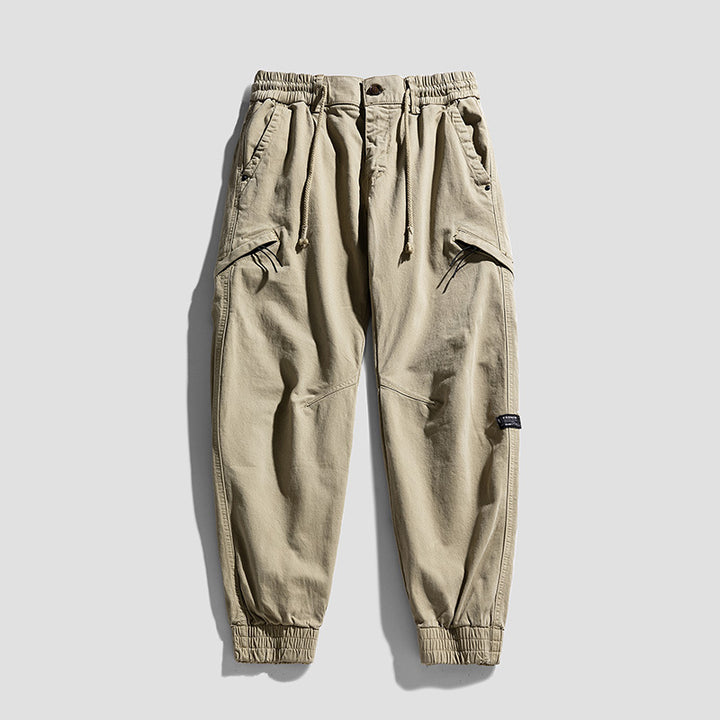 Herren Cargo-Jogginghose im Utility-Look mit elastischem Bund, Kniepaneelen und Klappentaschen Drune