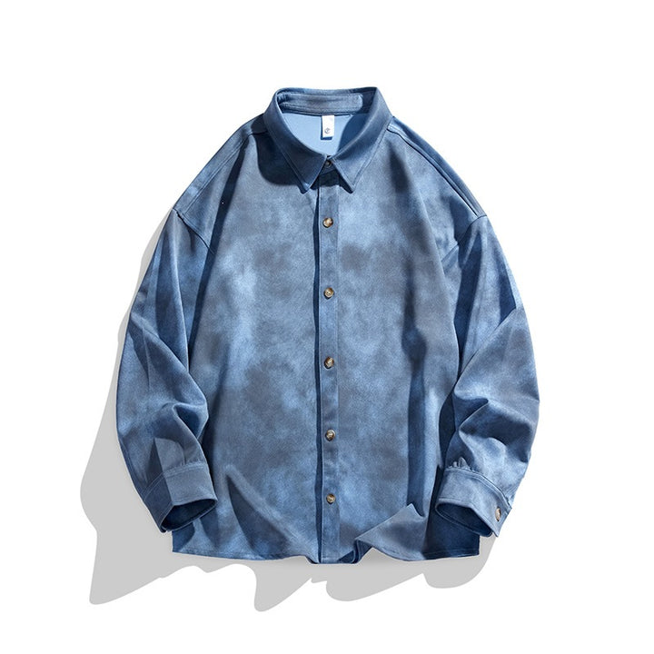 Herren Oversize-Hemdjacke im Washed‑Tie‑Dye‑Look mit Holzknopfleiste & legerer Silhouette Drune