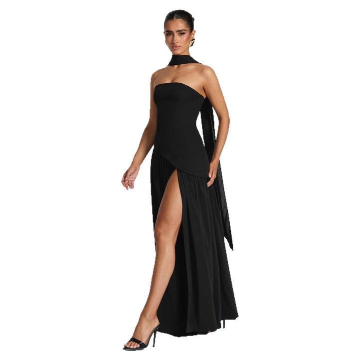 Damen Hochwertiges Abendkleid mit asymmetrischem Schnitt und elegantem Schlitz Drune