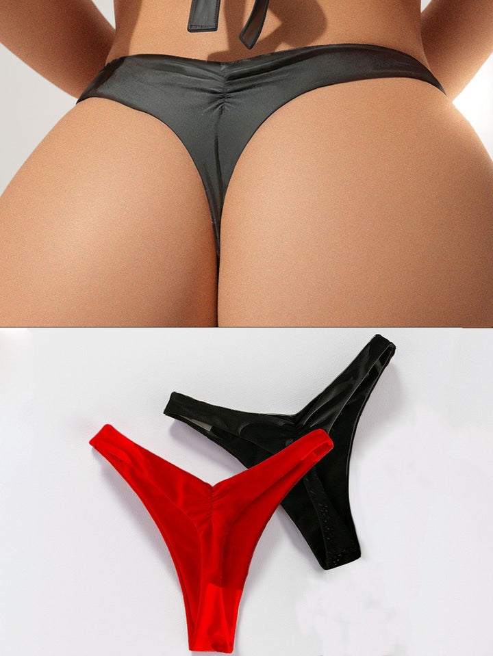 Damen Hochgeschnittener Bikini mit seitlichen Bindebändern Drune