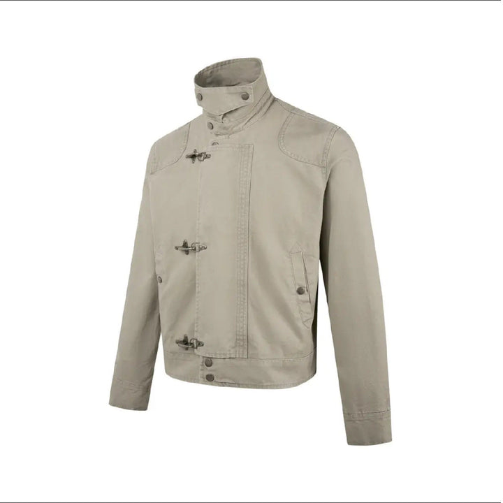 Herren modische Kurzjacke mit innovativen Schnallen und praktischem hochgeschlossenem Kragen Drune