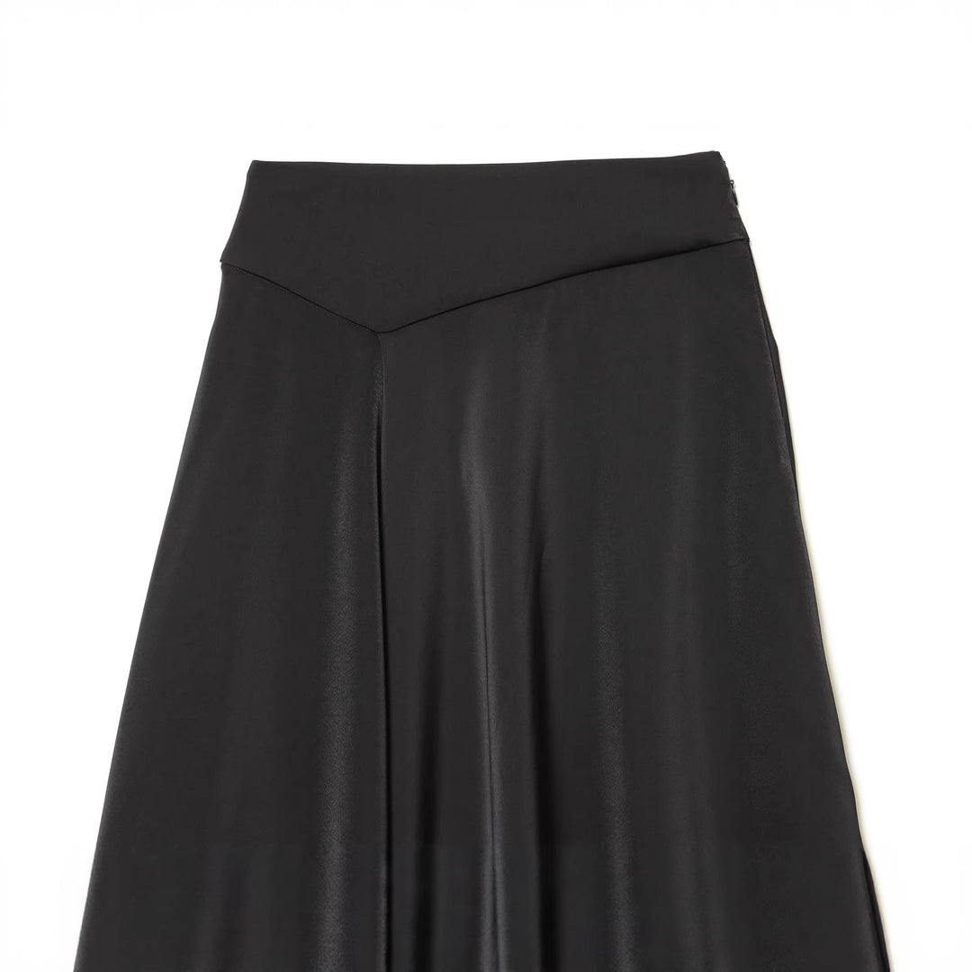 Damen nan asymmetrischer Midirock mit hohem Bund und filigraner Spitzenkante Drune