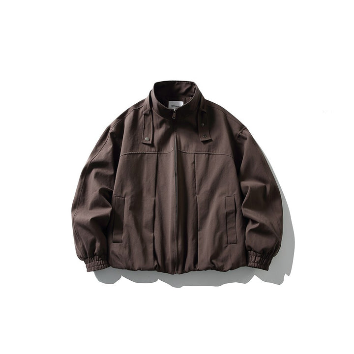 Herren Boxy-Blousonjacke im Overshirt-Stil mit Stehkragen und Riemen-Detail Drune