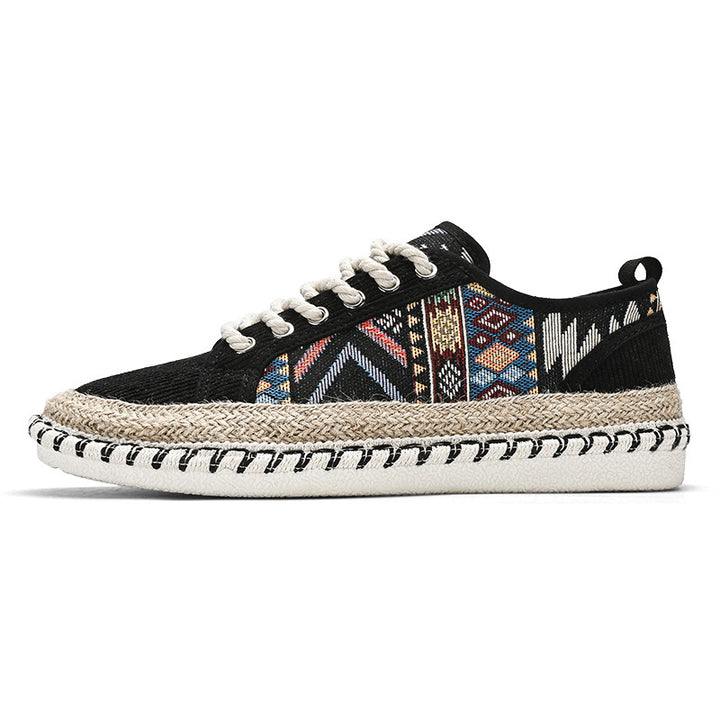 Unisex Espadrille-Sneaker mit geflochtenem Jutemittelsohle und ethnischem Webmuster Drune